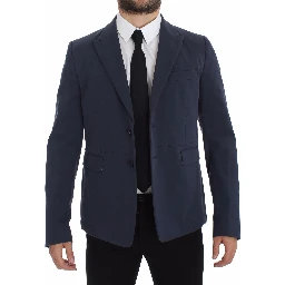 Blue Cotton Stretch Casual Blazer