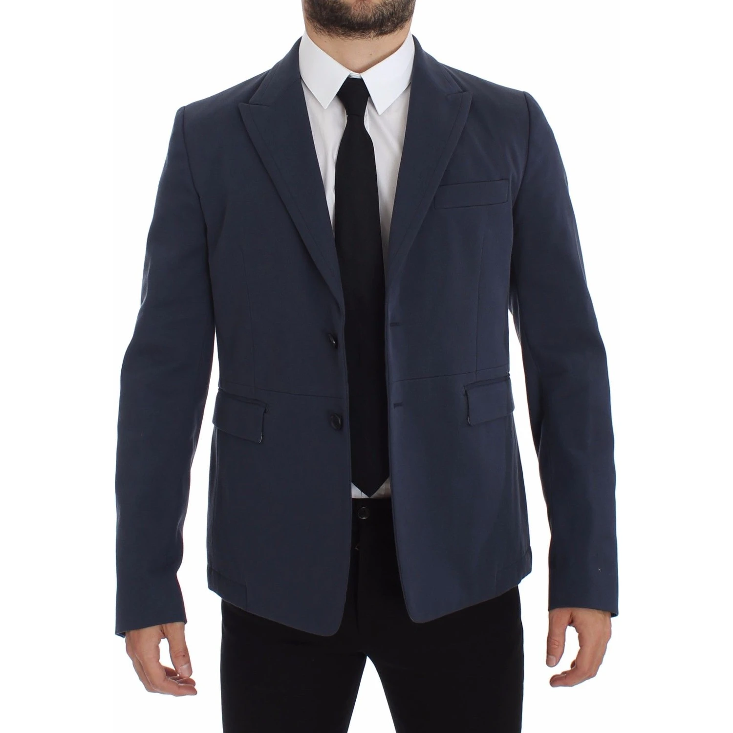 Blue Cotton Stretch Casual Blazer