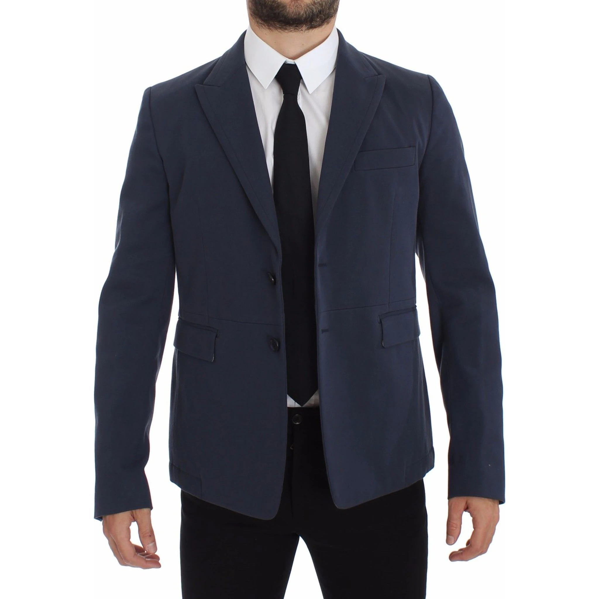 Blue Cotton Stretch Casual Blazer