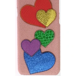 Pink Leather Heart Phone Cover