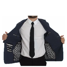 Blue Cotton Stretch Casual Blazer