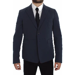 Blue Cotton Stretch Casual Blazer