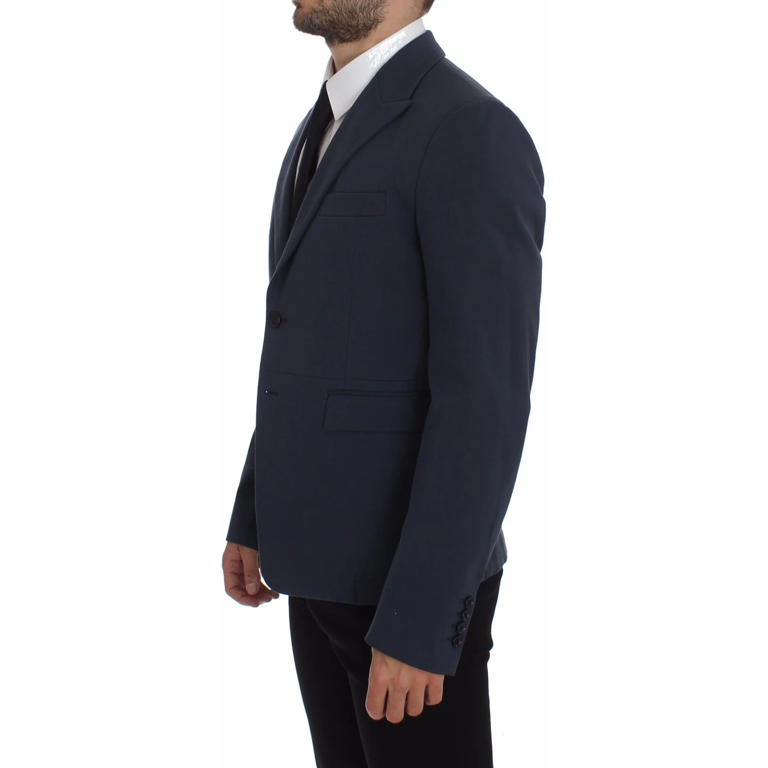 Blue Cotton Stretch Casual Blazer