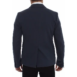 Blue Cotton Stretch Casual Blazer