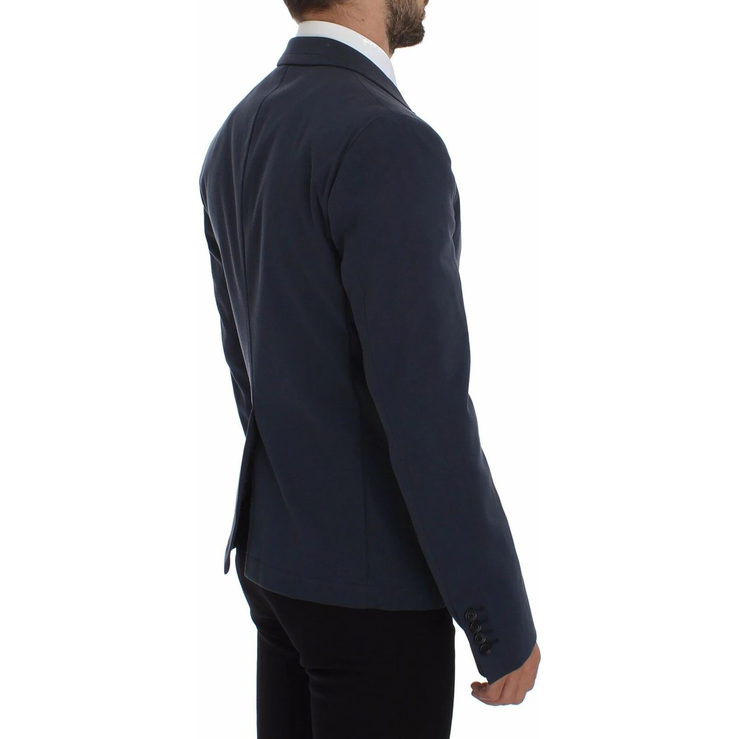 Blue Cotton Stretch Casual Blazer