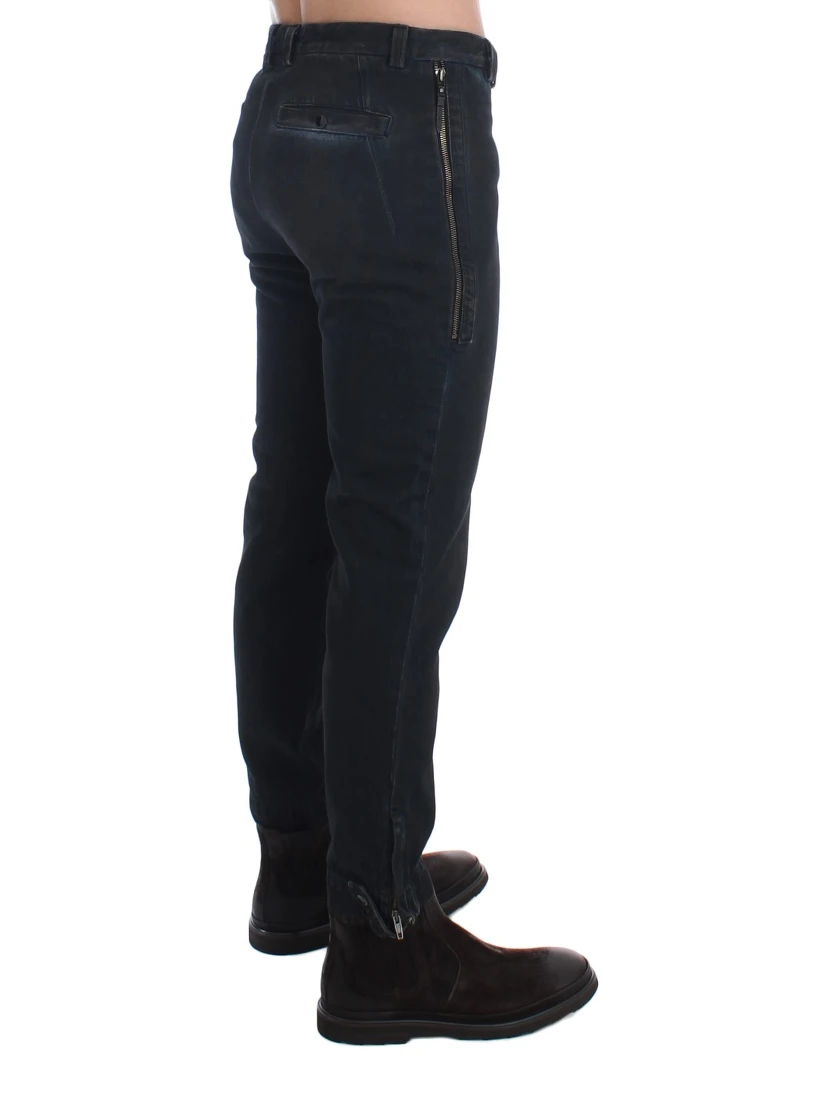 Blue Cotton Slim Pants Denim Jeans