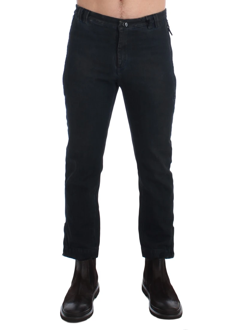 Blue Cotton Slim Pants Denim Jeans