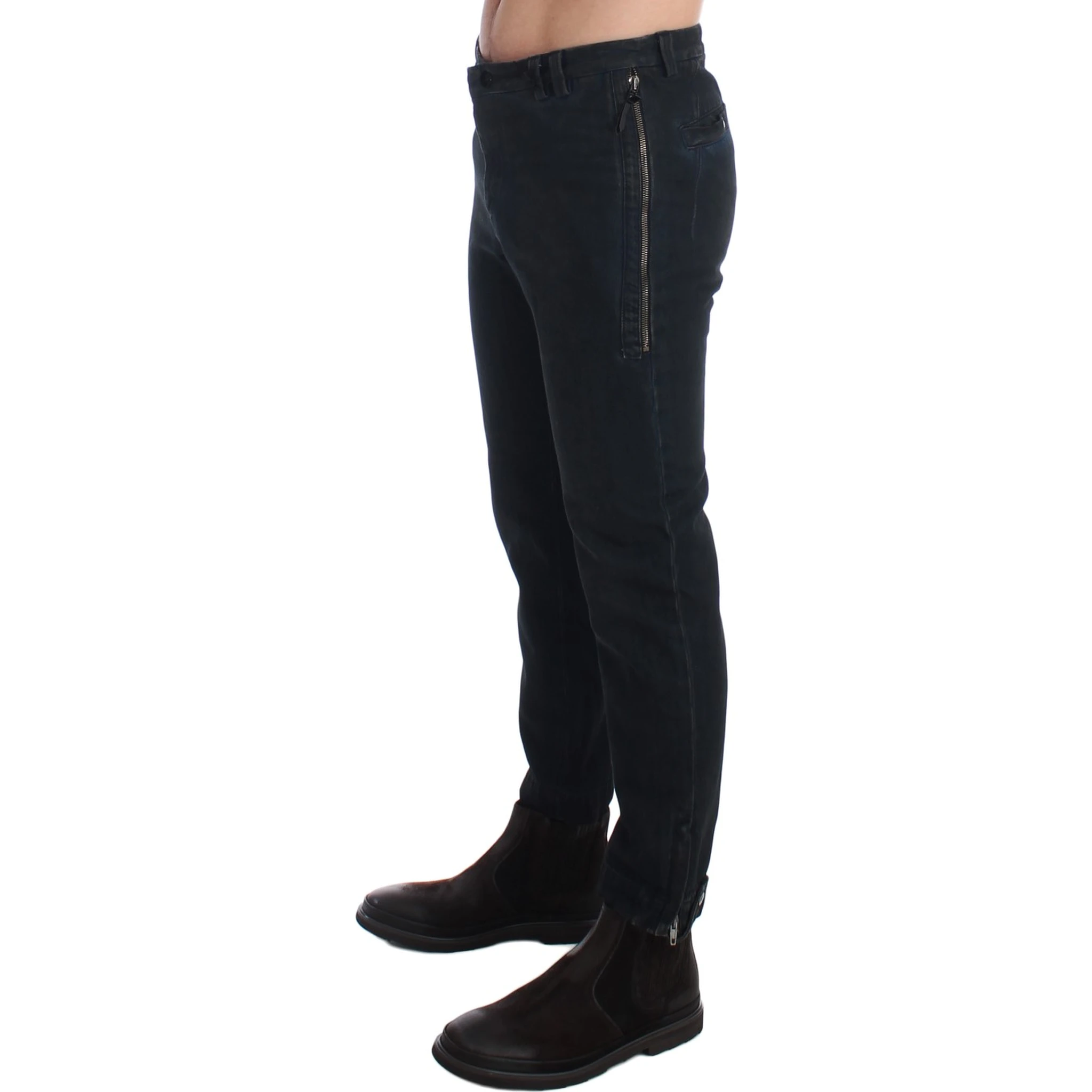 Blue Cotton Slim Pants Denim Jeans