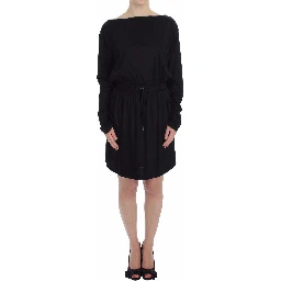 Black Modal Silk Shift Knee Dress