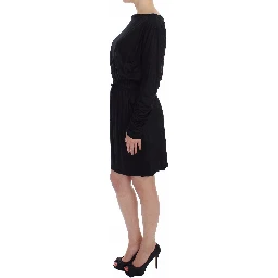 Black Modal Silk Shift Knee Dress