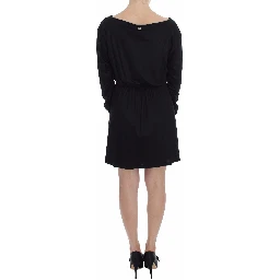 Black Modal Silk Shift Knee Dress