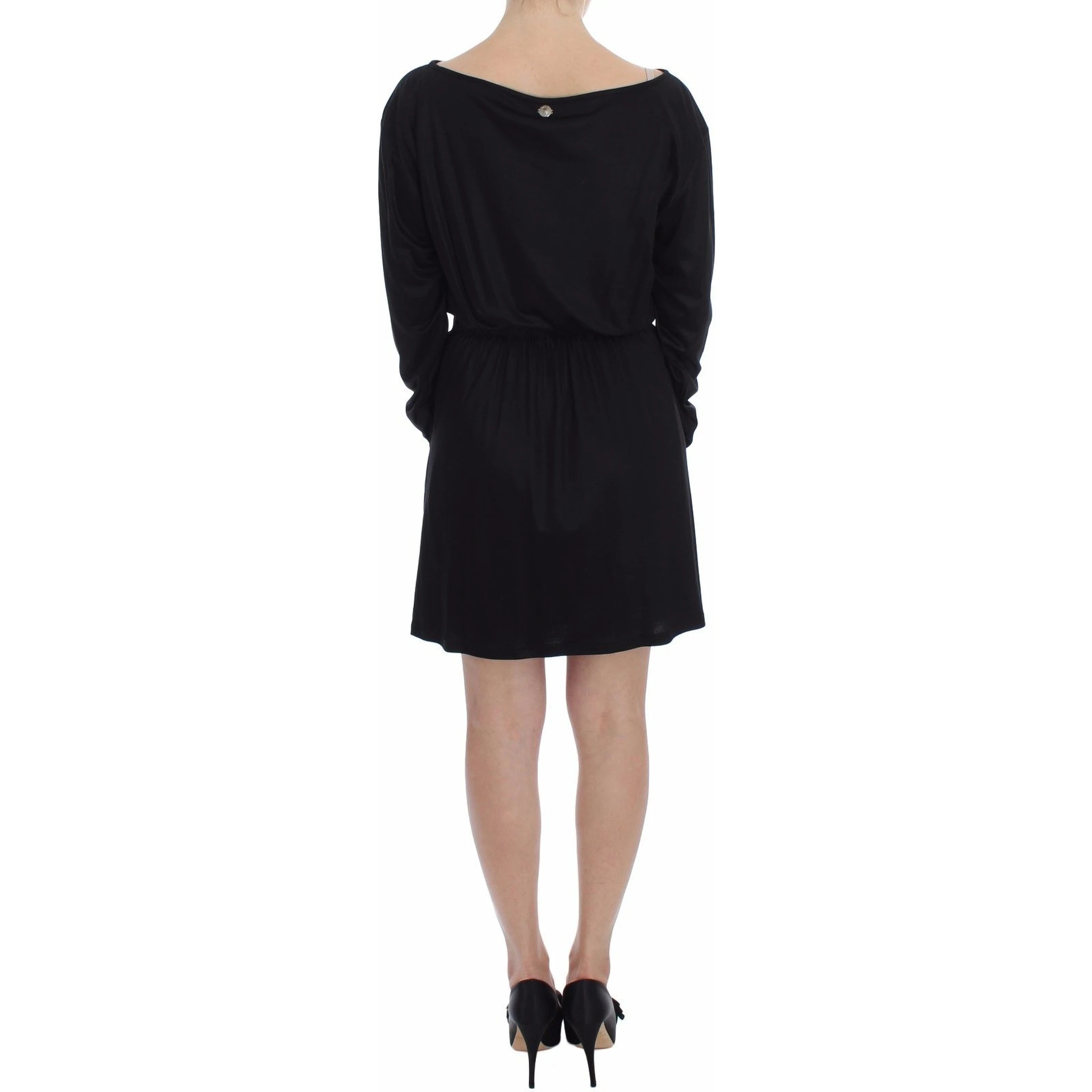 Black Modal Silk Shift Knee Dress