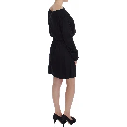 Black Modal Silk Shift Knee Dress