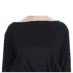 Black Modal Silk Shift Knee Dress