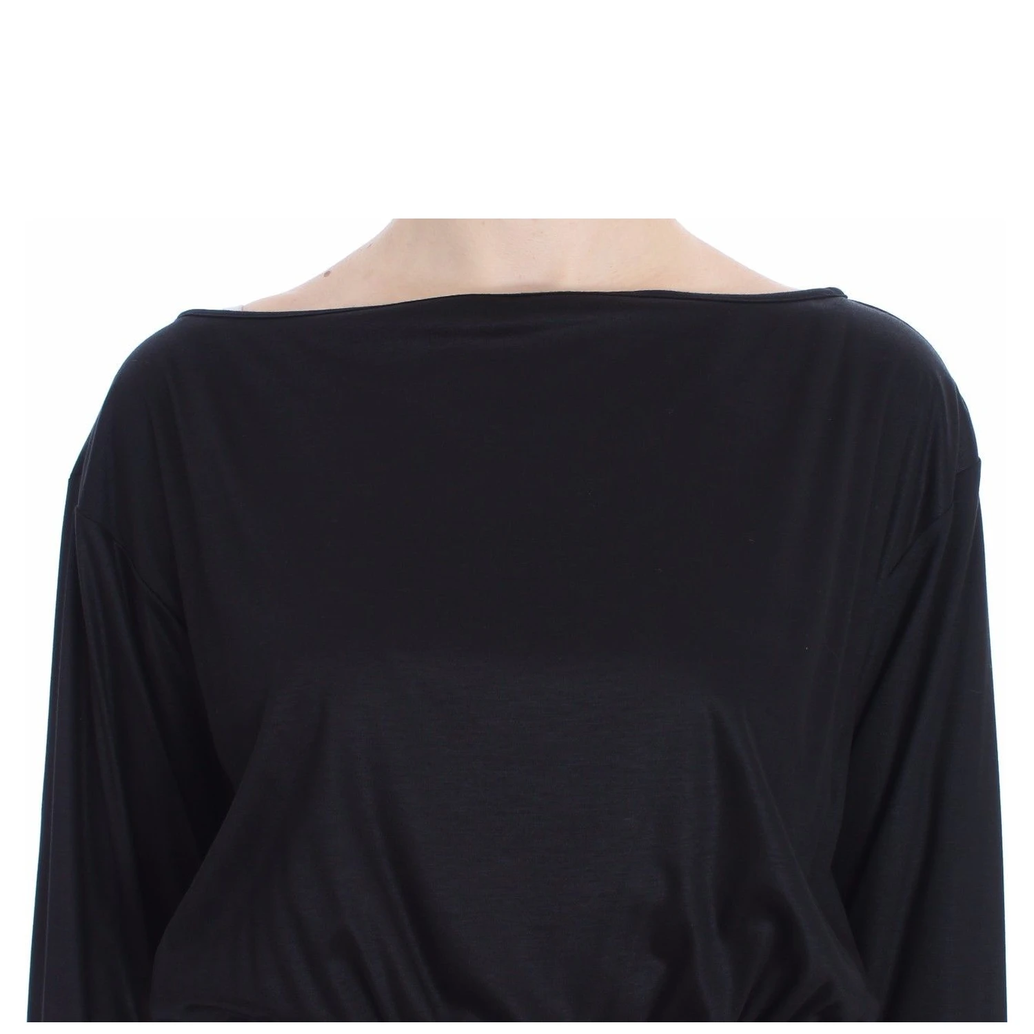 Black Modal Silk Shift Knee Dress