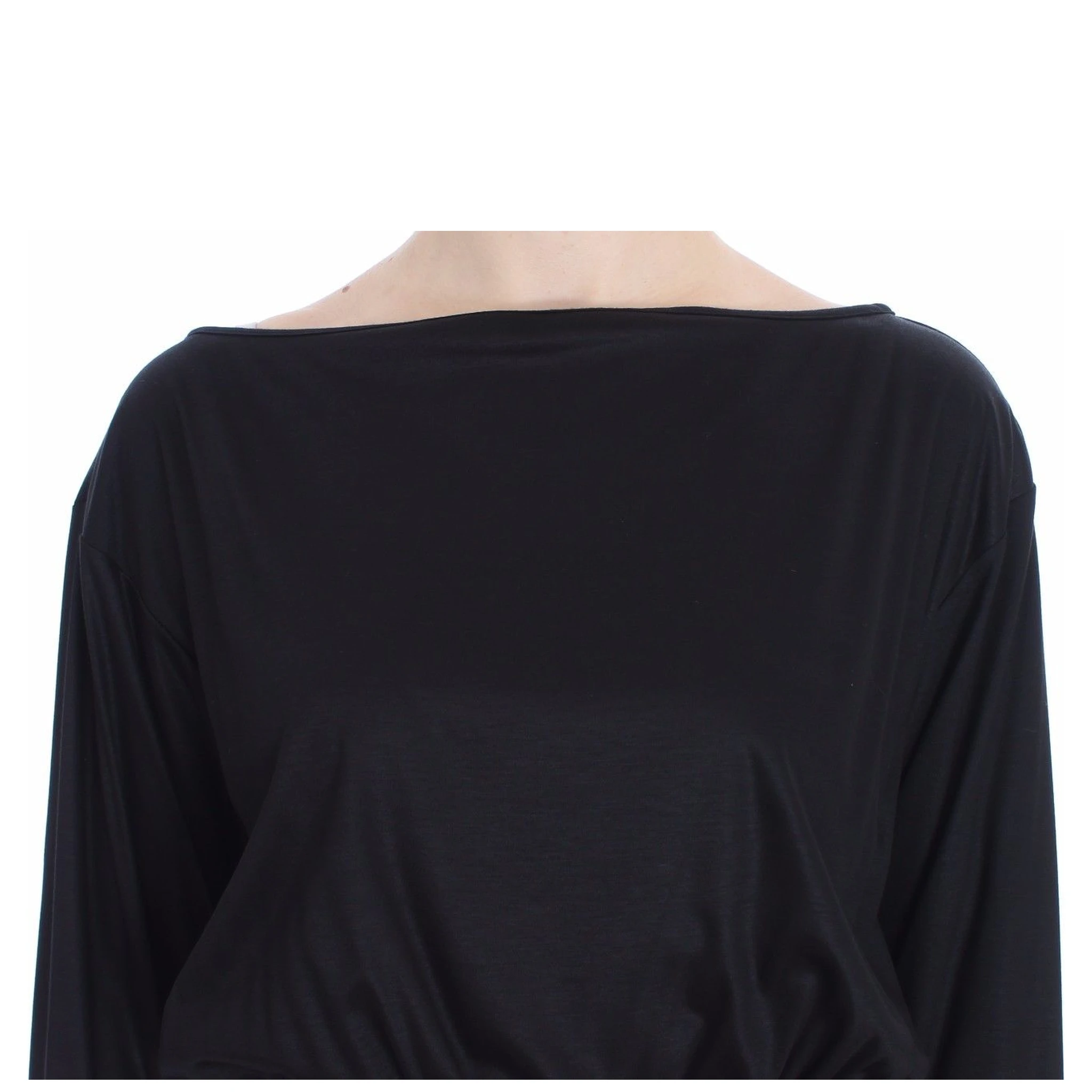 Black Modal Silk Shift Knee Dress