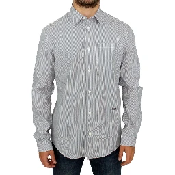 Gray Striped Cotton Casual Shirt