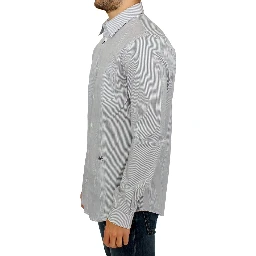 Gray Striped Cotton Casual Shirt