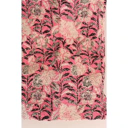 Pink Floral Brocade Capri Pants