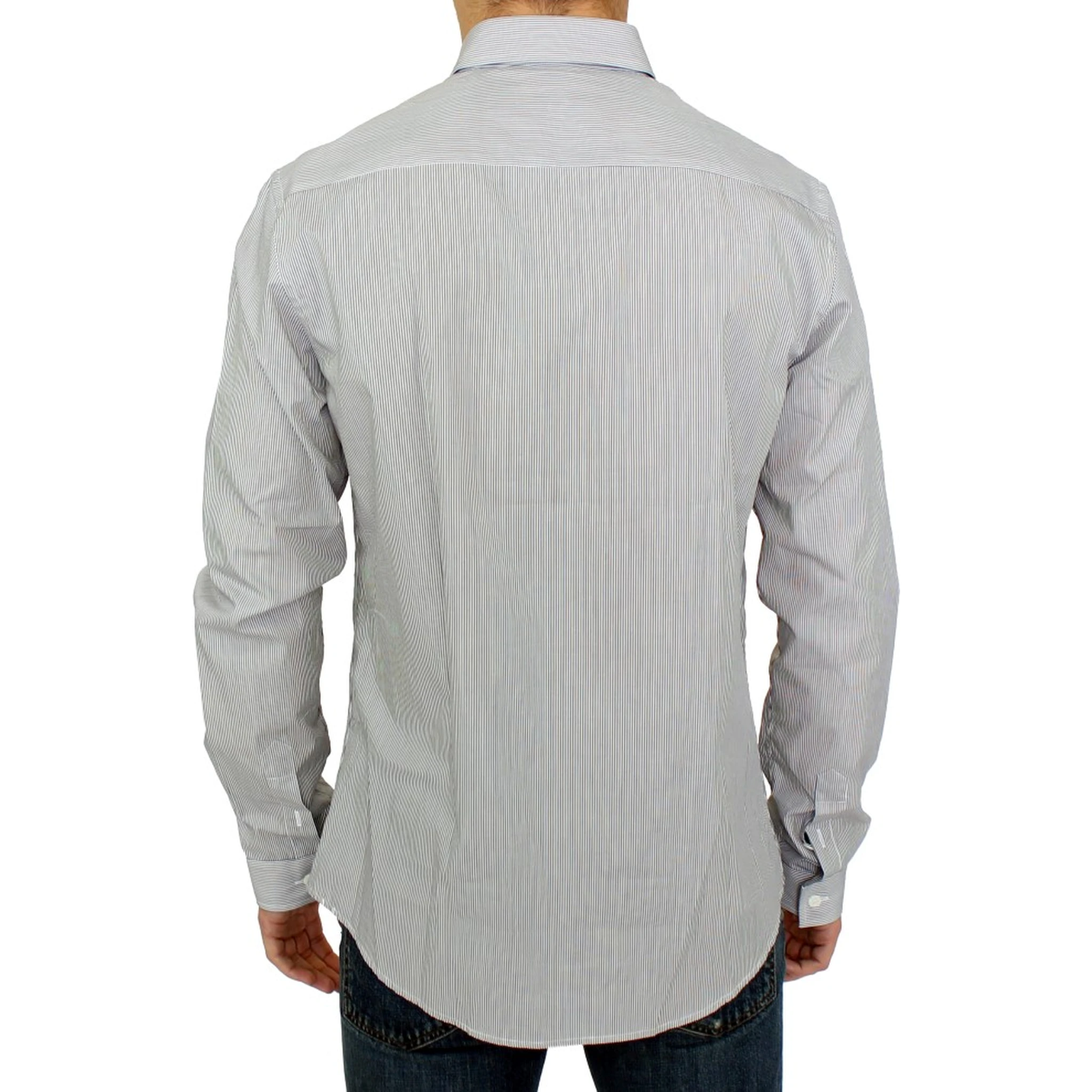 Gray Striped Cotton Casual Shirt