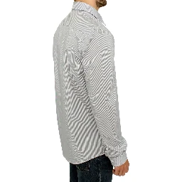 Gray Striped Cotton Casual Shirt