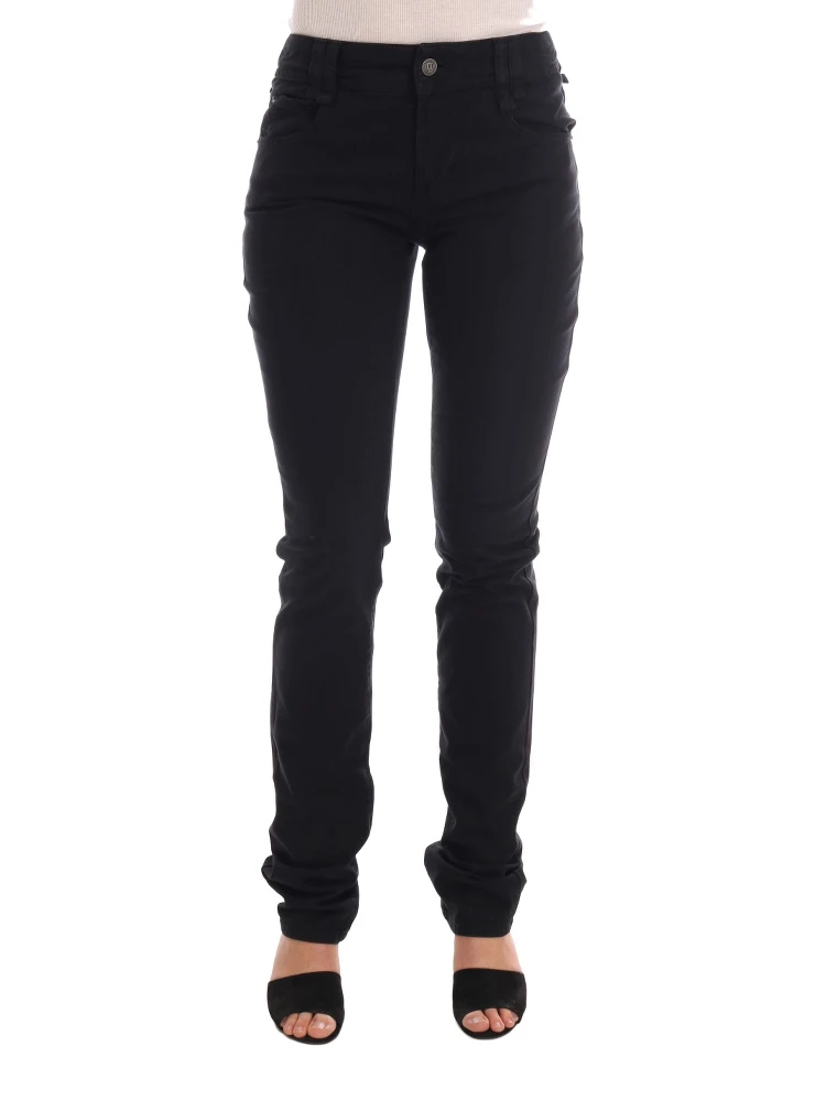 Black Cotton Denim Stretch Regular Fit Jeans