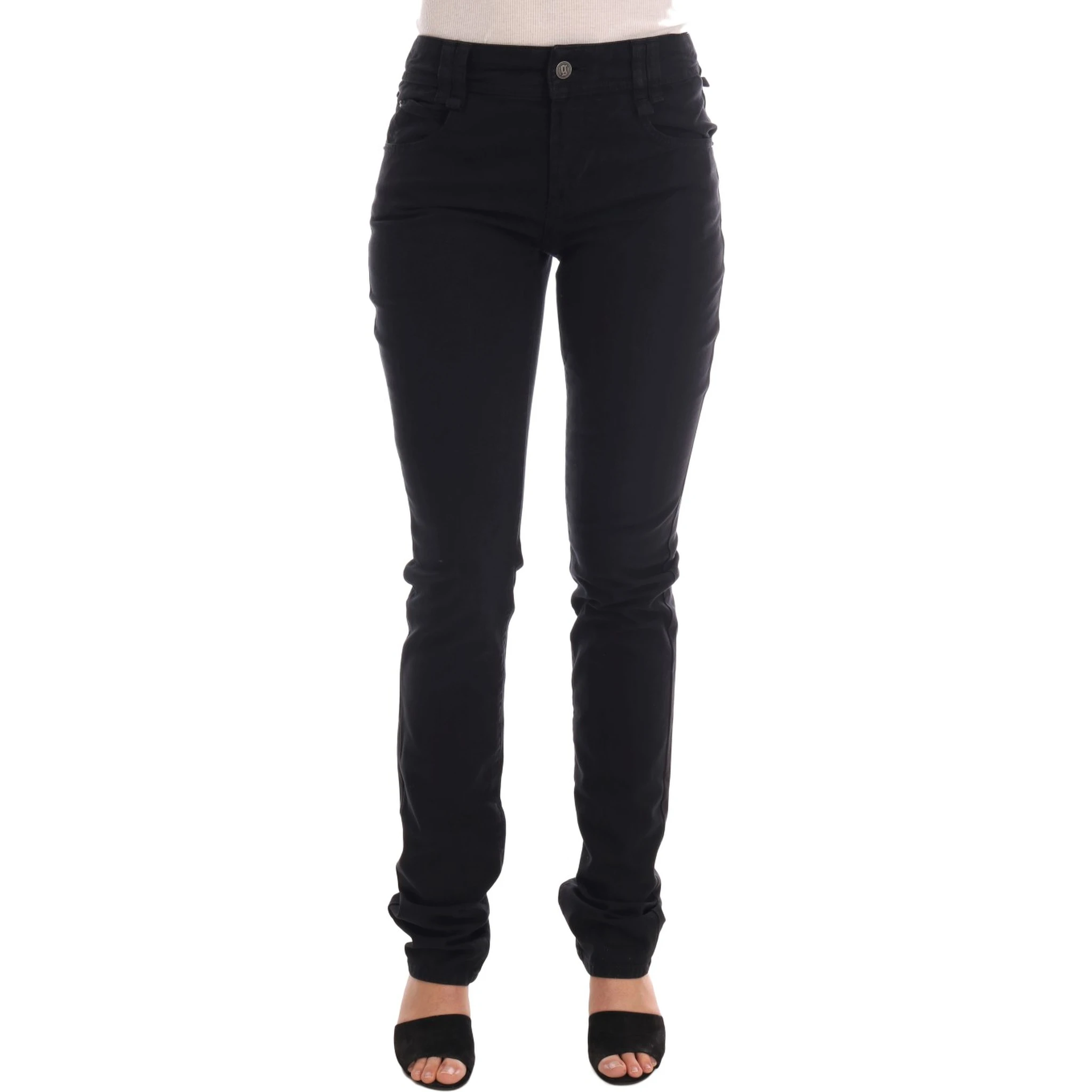 Black Cotton Denim Stretch Regular Fit Jeans