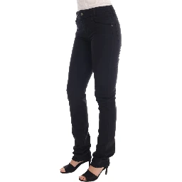 Black Cotton Denim Stretch Regular Fit Jeans