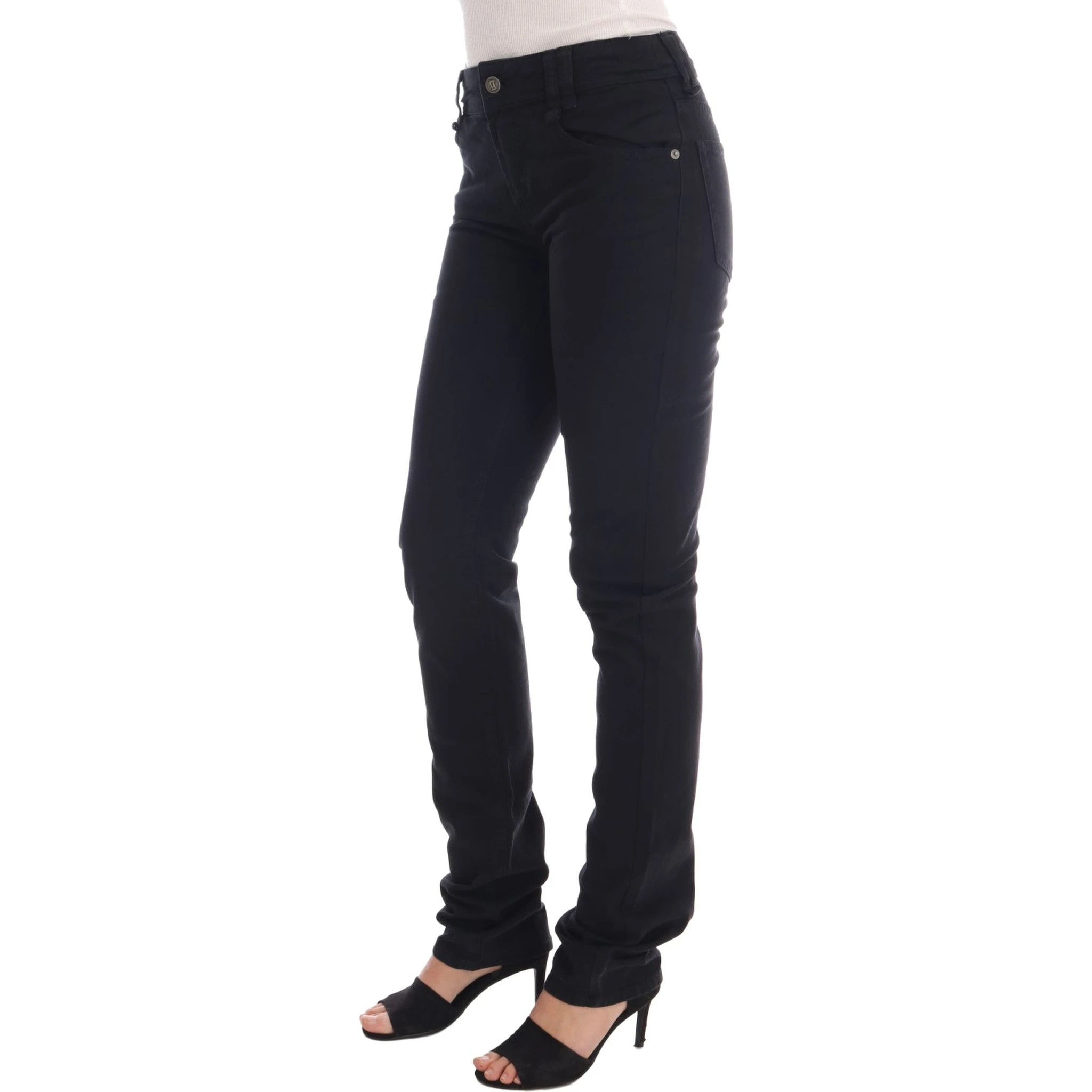 Black Cotton Denim Stretch Regular Fit Jeans