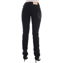 Black Cotton Denim Stretch Regular Fit Jeans