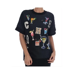Black Brocade Cocktail Crystal Sweater
