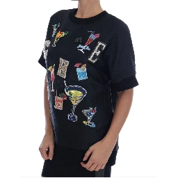Black Brocade Cocktail Crystal Sweater