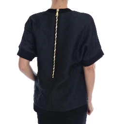 Black Brocade Cocktail Crystal Sweater