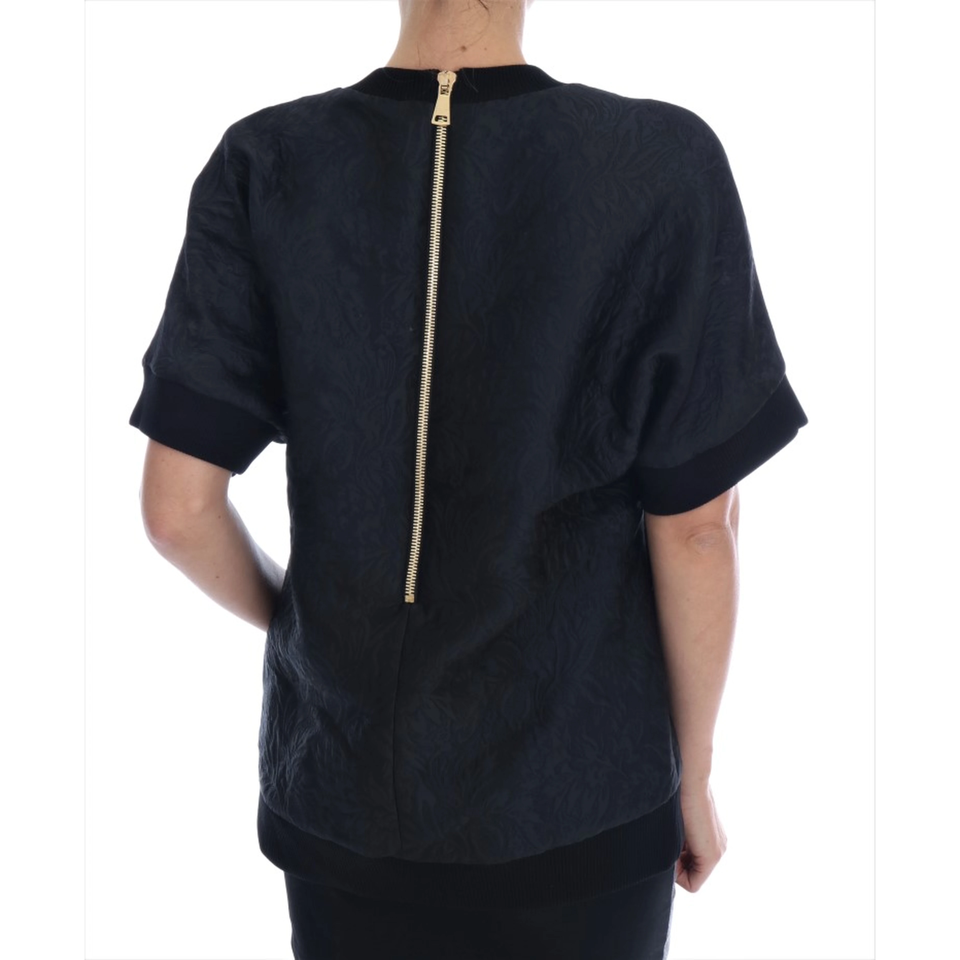 Black Brocade Cocktail Crystal Sweater