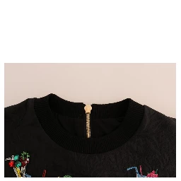 Black Brocade Cocktail Crystal Sweater