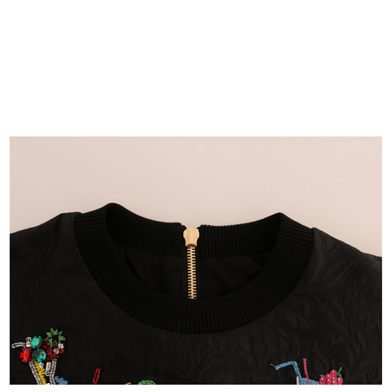 Black Brocade Cocktail Crystal Sweater