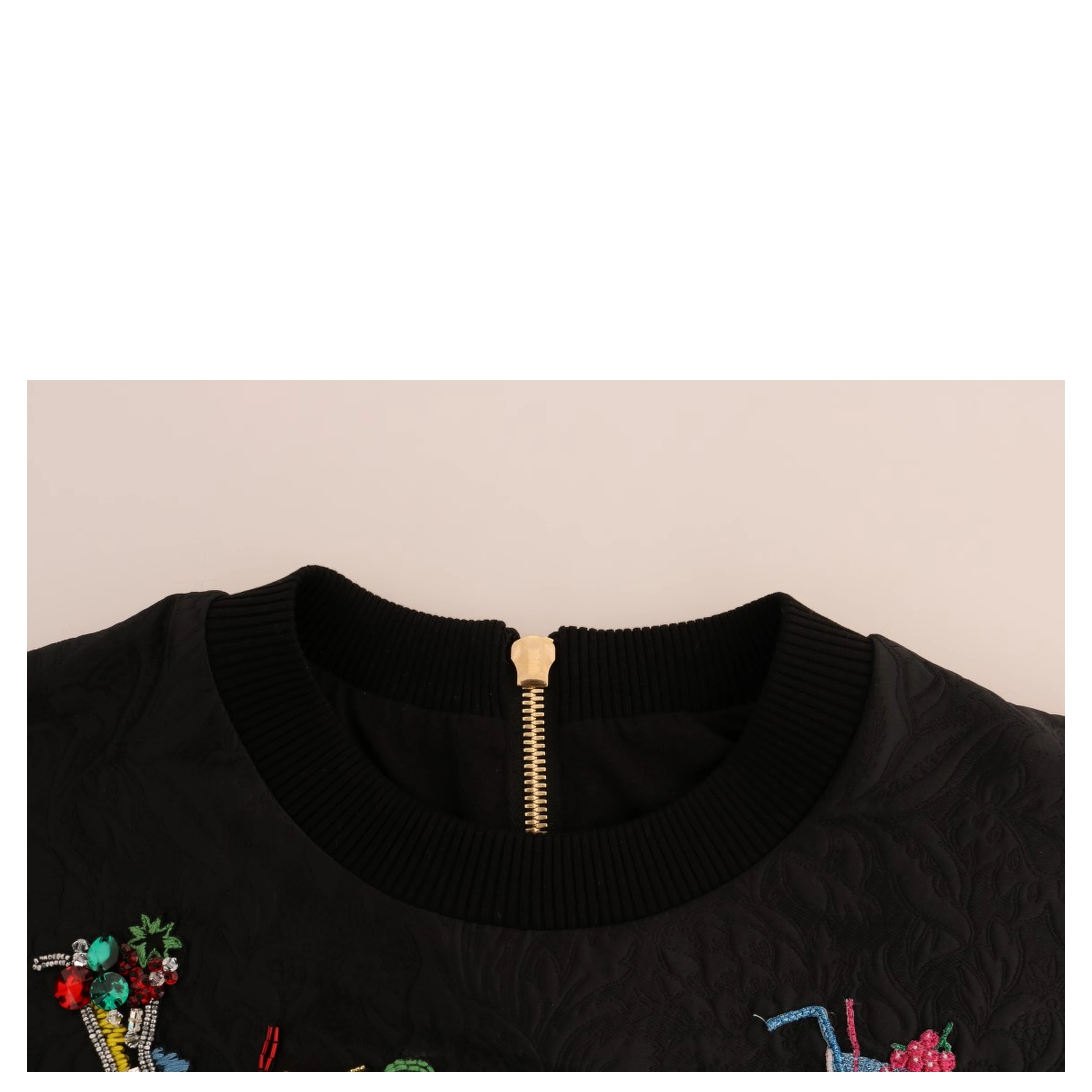 Black Brocade Cocktail Crystal Sweater