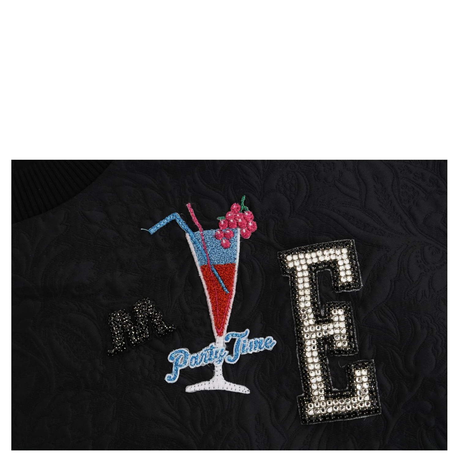 Black Brocade Cocktail Crystal Sweater