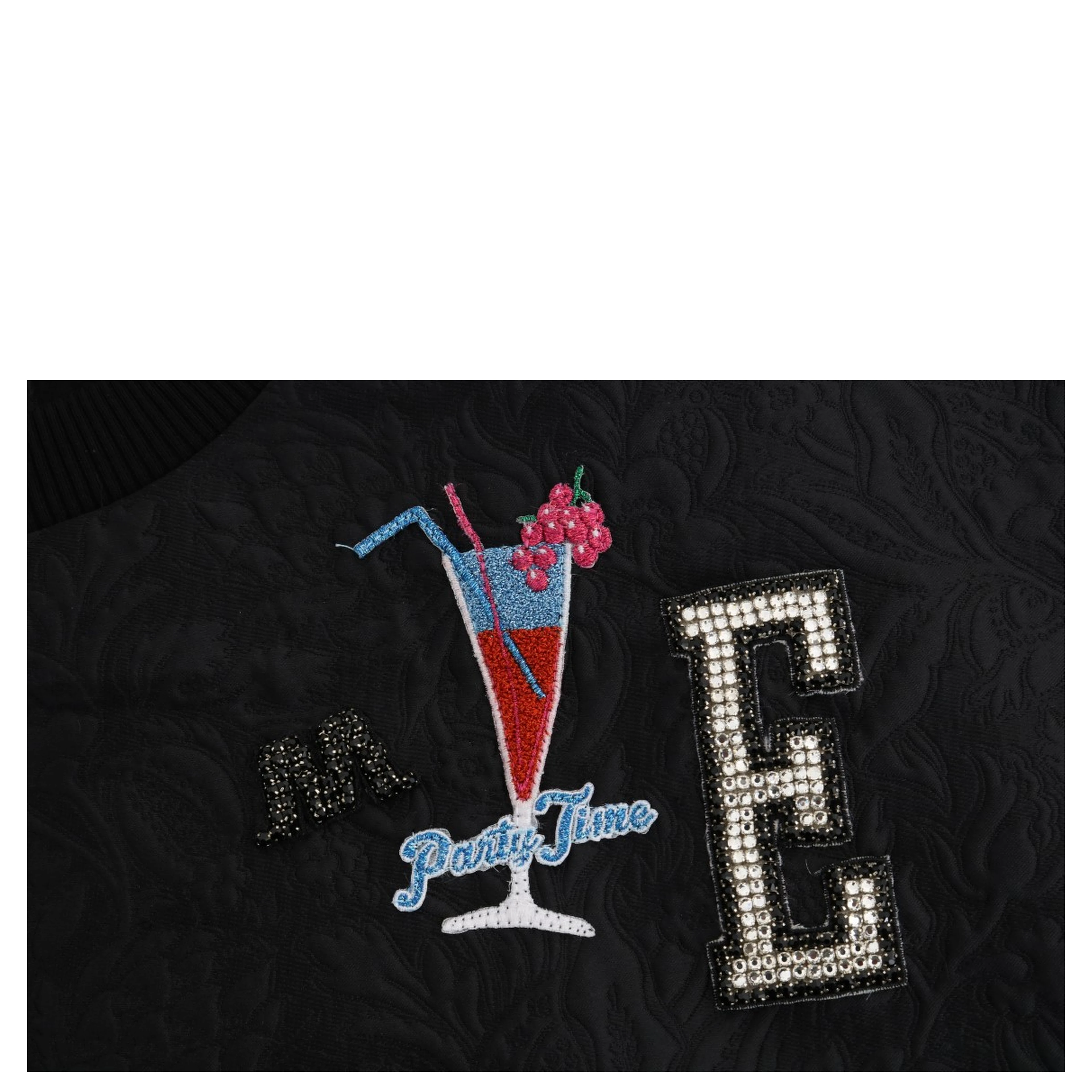 Black Brocade Cocktail Crystal Sweater