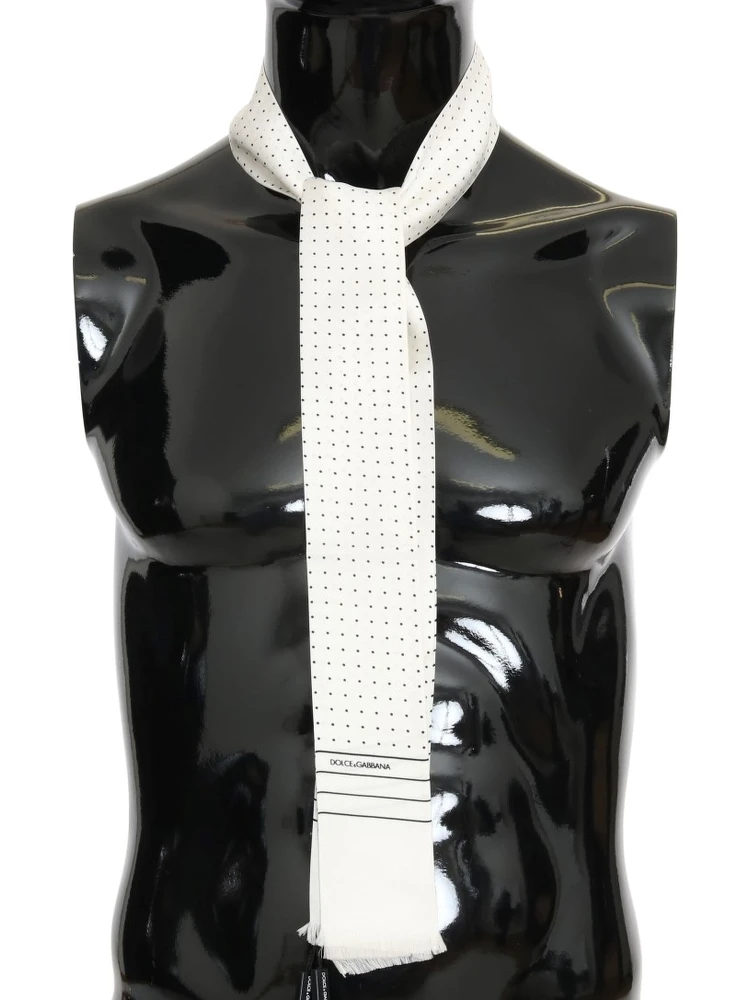 White Polka Dotted Silk Skinny Scarf alternative