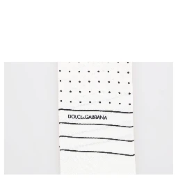 White Polka Dotted Silk Skinny Scarf