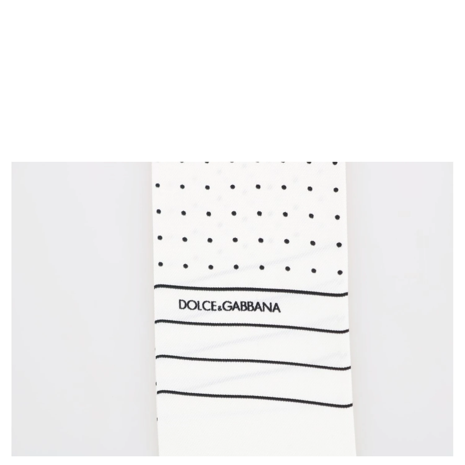 White Polka Dotted Silk Skinny Scarf