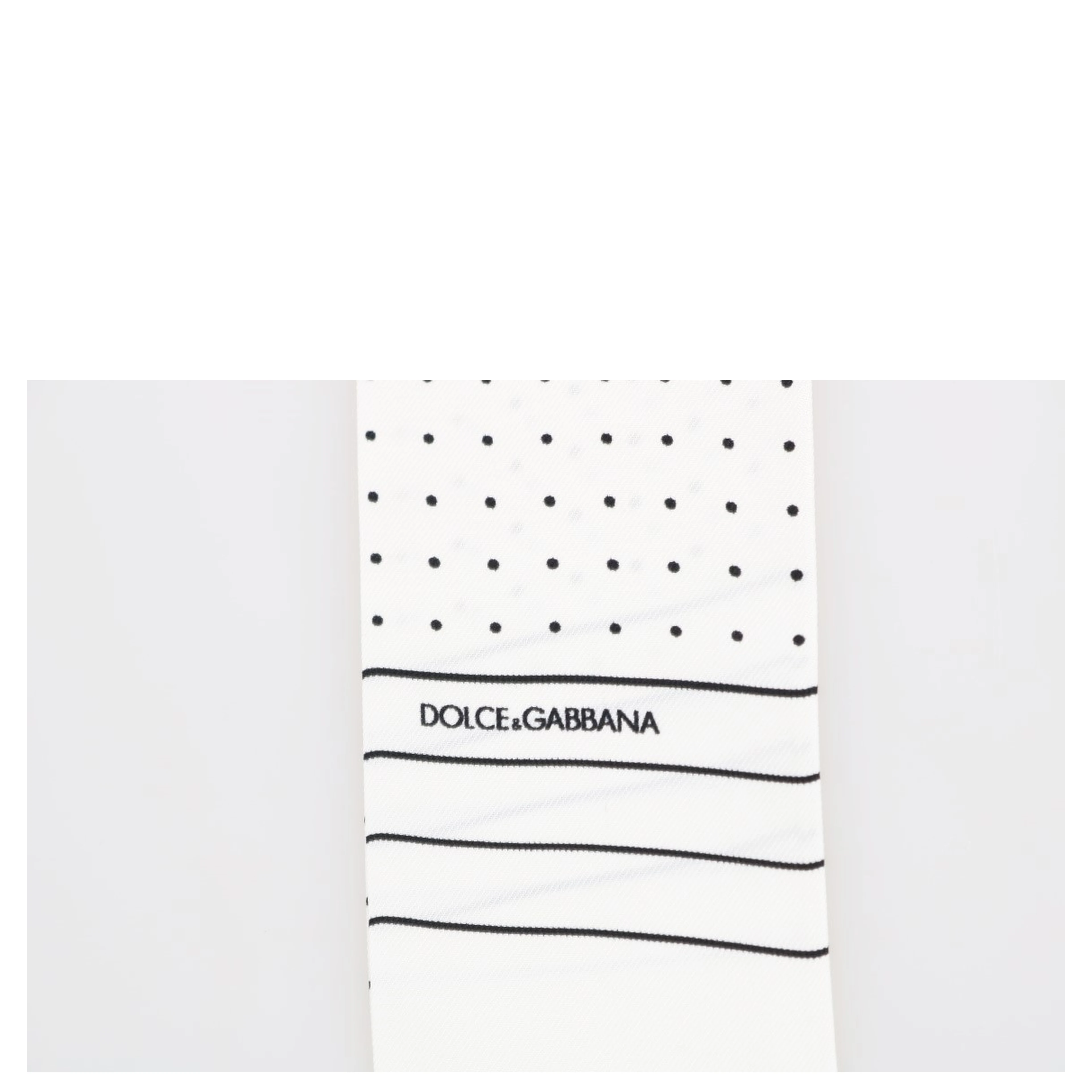 White Polka Dotted Silk Skinny Scarf