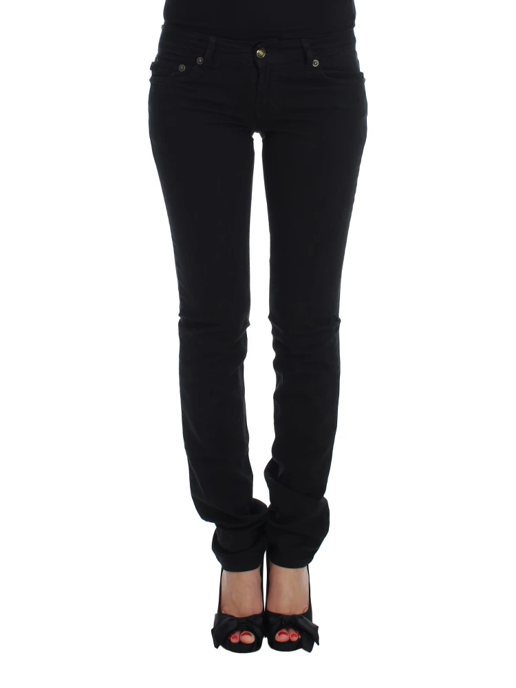 Black Cotton Stretch Slim Skinny Fit Jeans