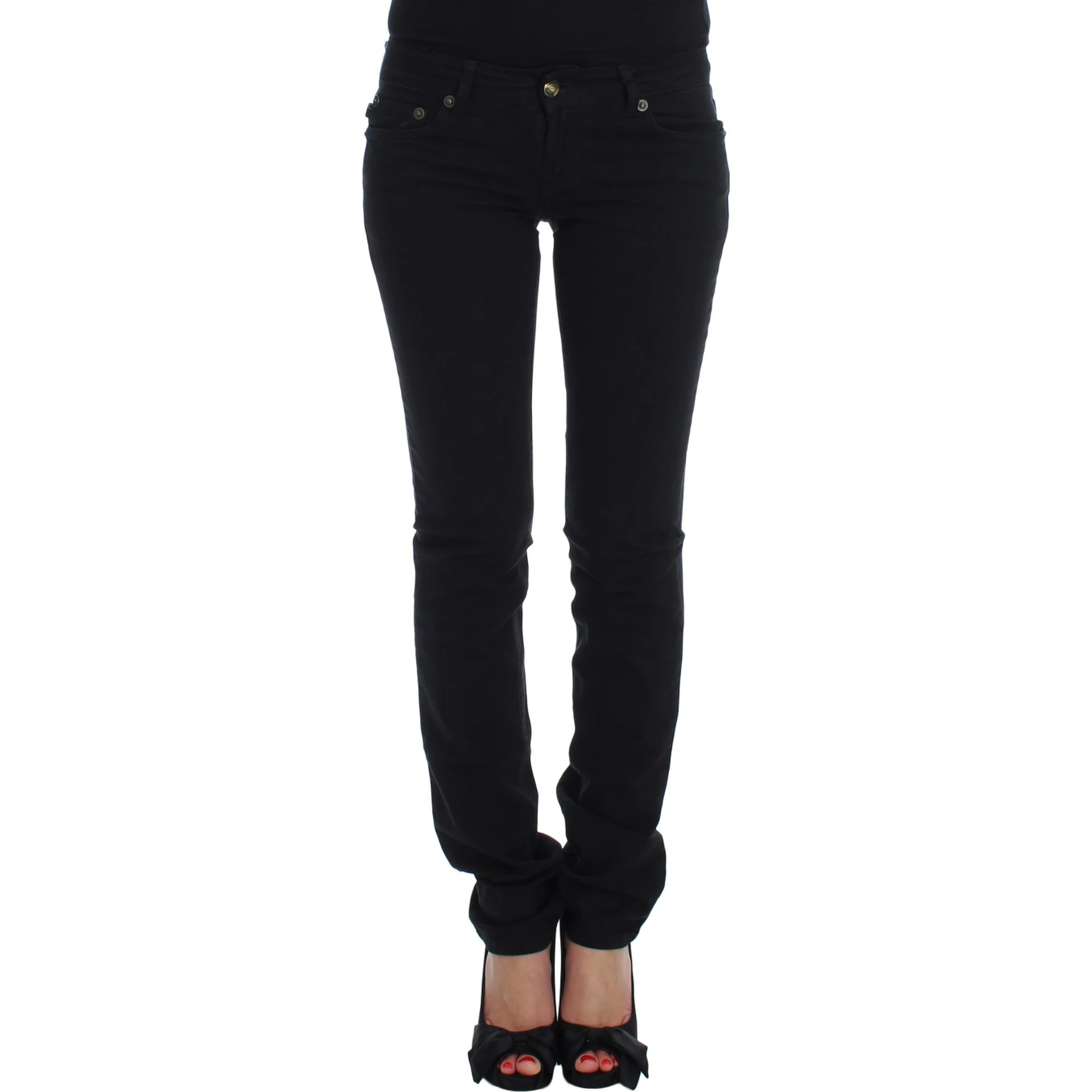Black Cotton Stretch Slim Skinny Fit Jeans