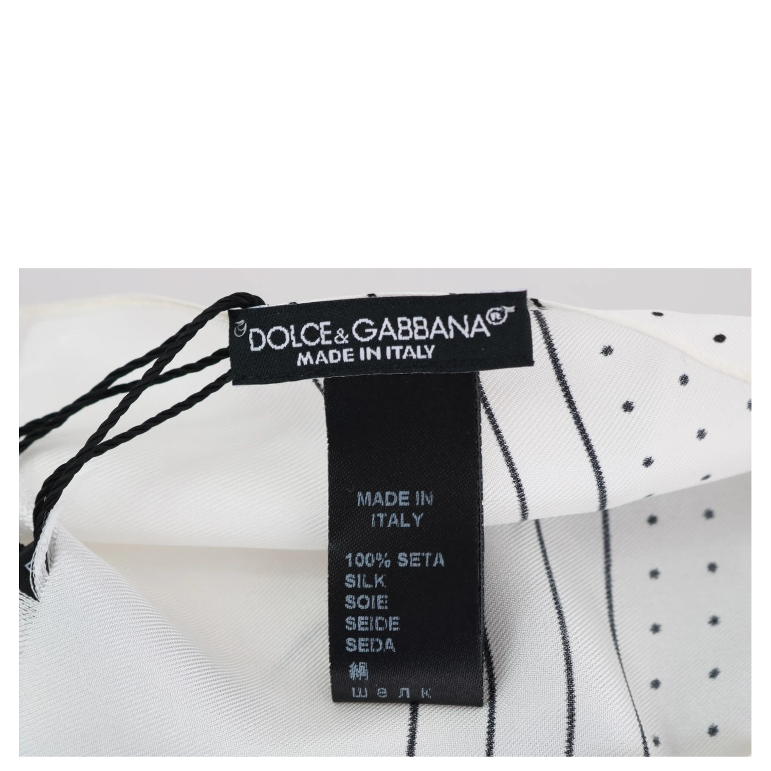 White Polka Dotted Silk Skinny Scarf