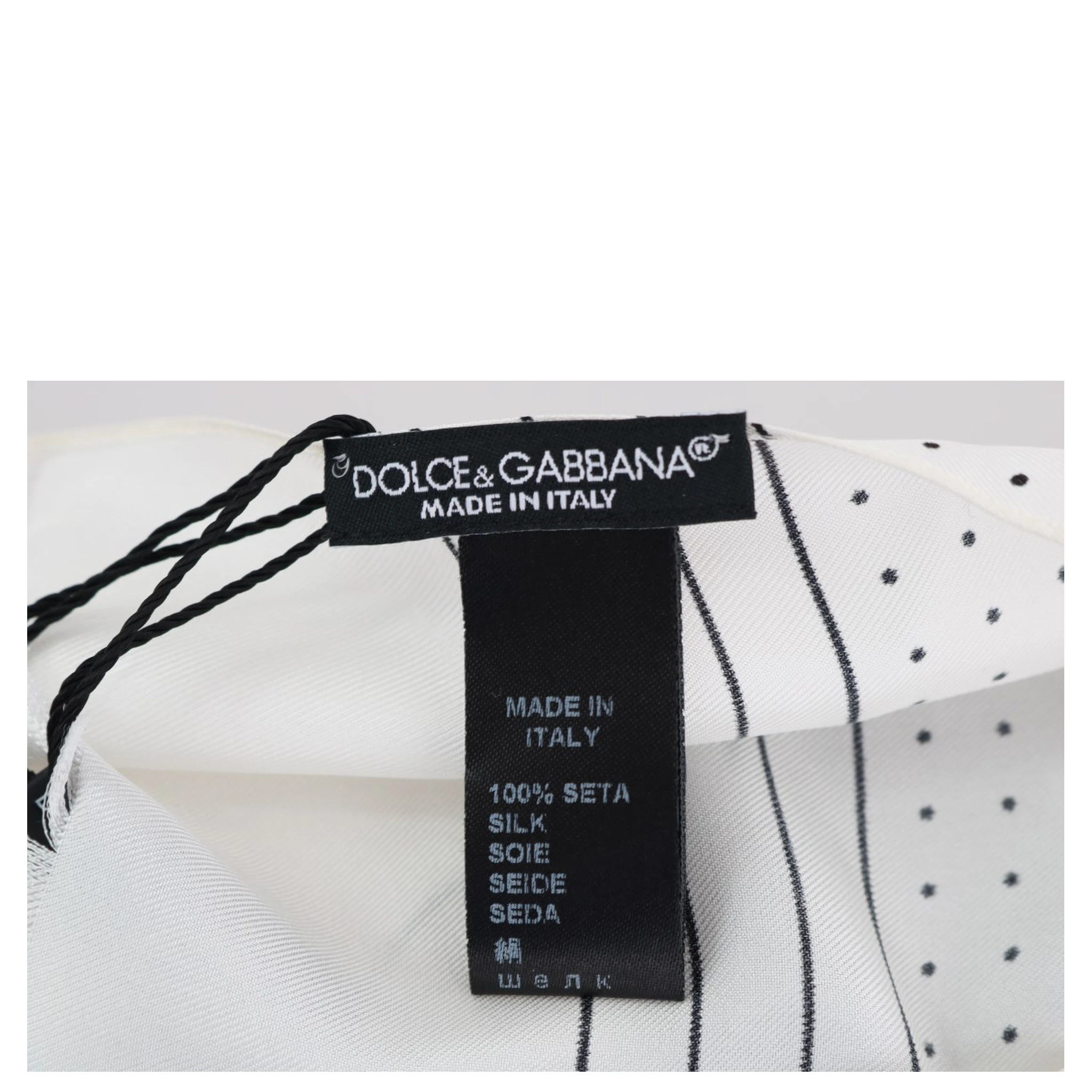 White Polka Dotted Silk Skinny Scarf