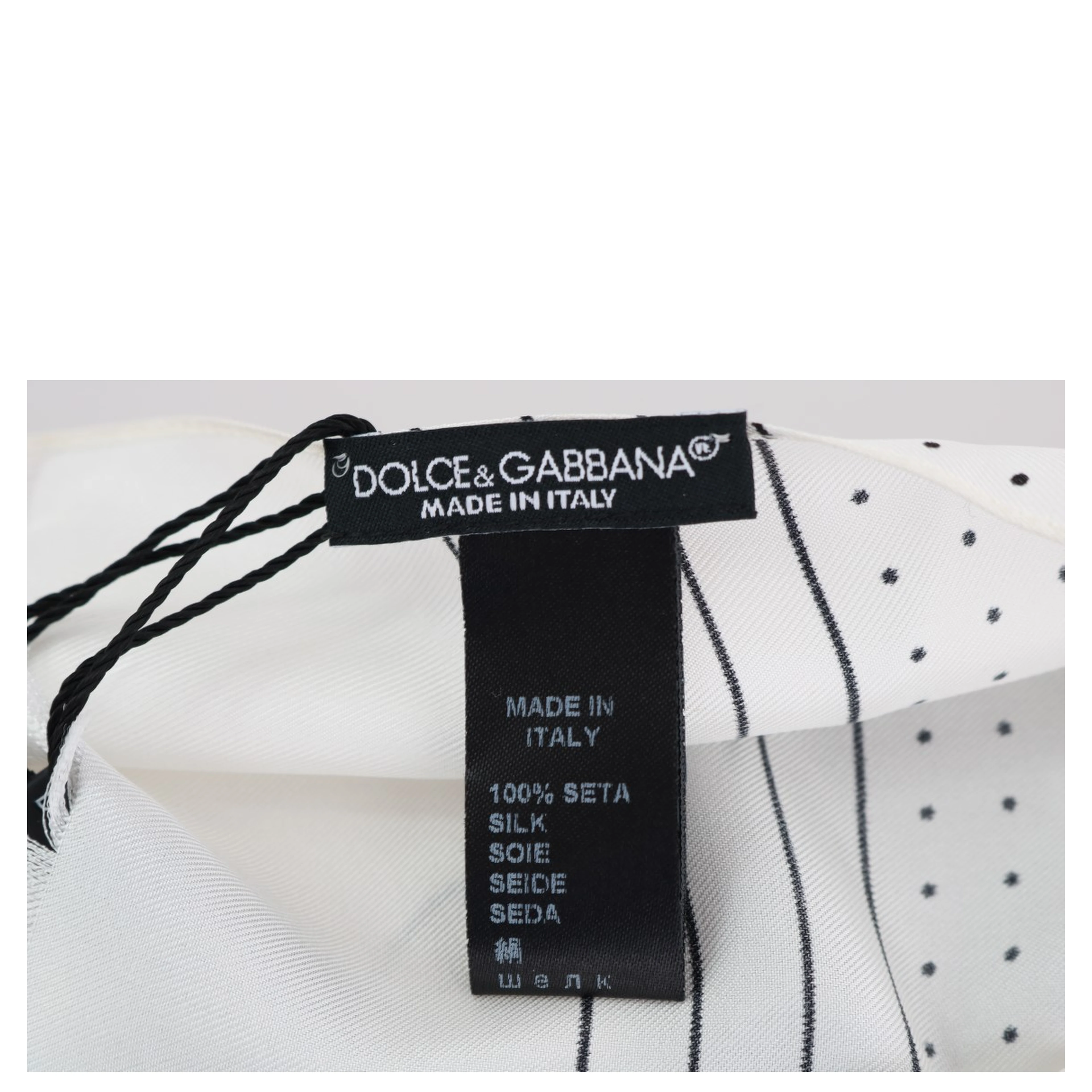 White Polka Dotted Silk Skinny Scarf