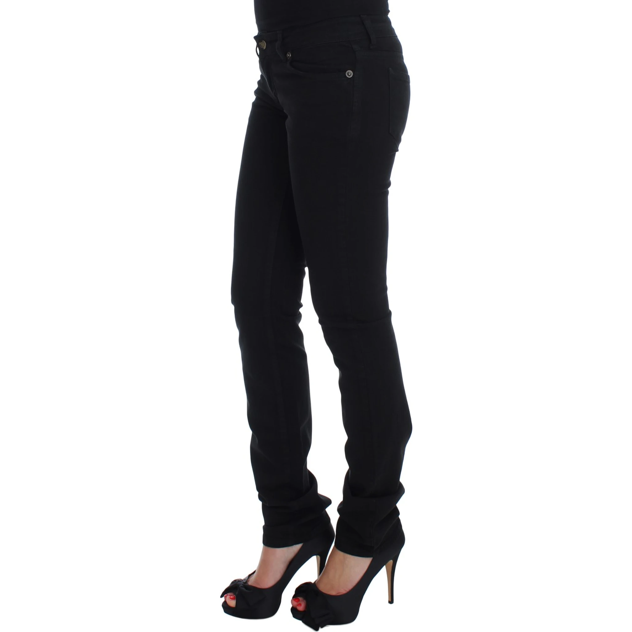 Black Cotton Stretch Slim Skinny Fit Jeans