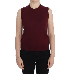 Red Sleeveless Crewneck Vest Pullover